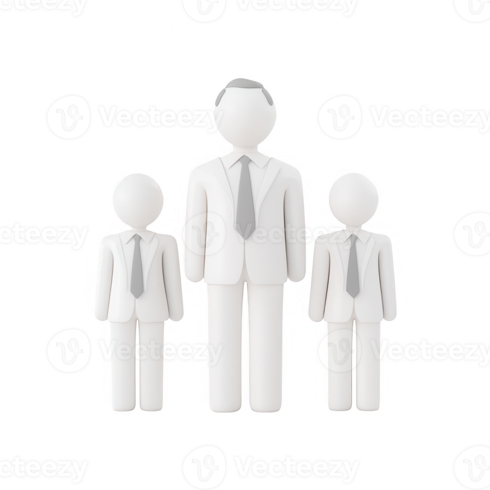 Three symbolic business figures representing teamwork and collaboration. png