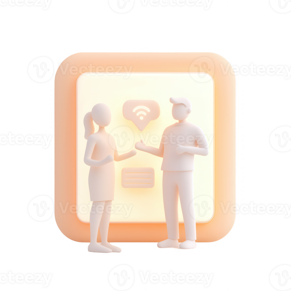 Two people engaging in discussion about technology and connectivity trends. png