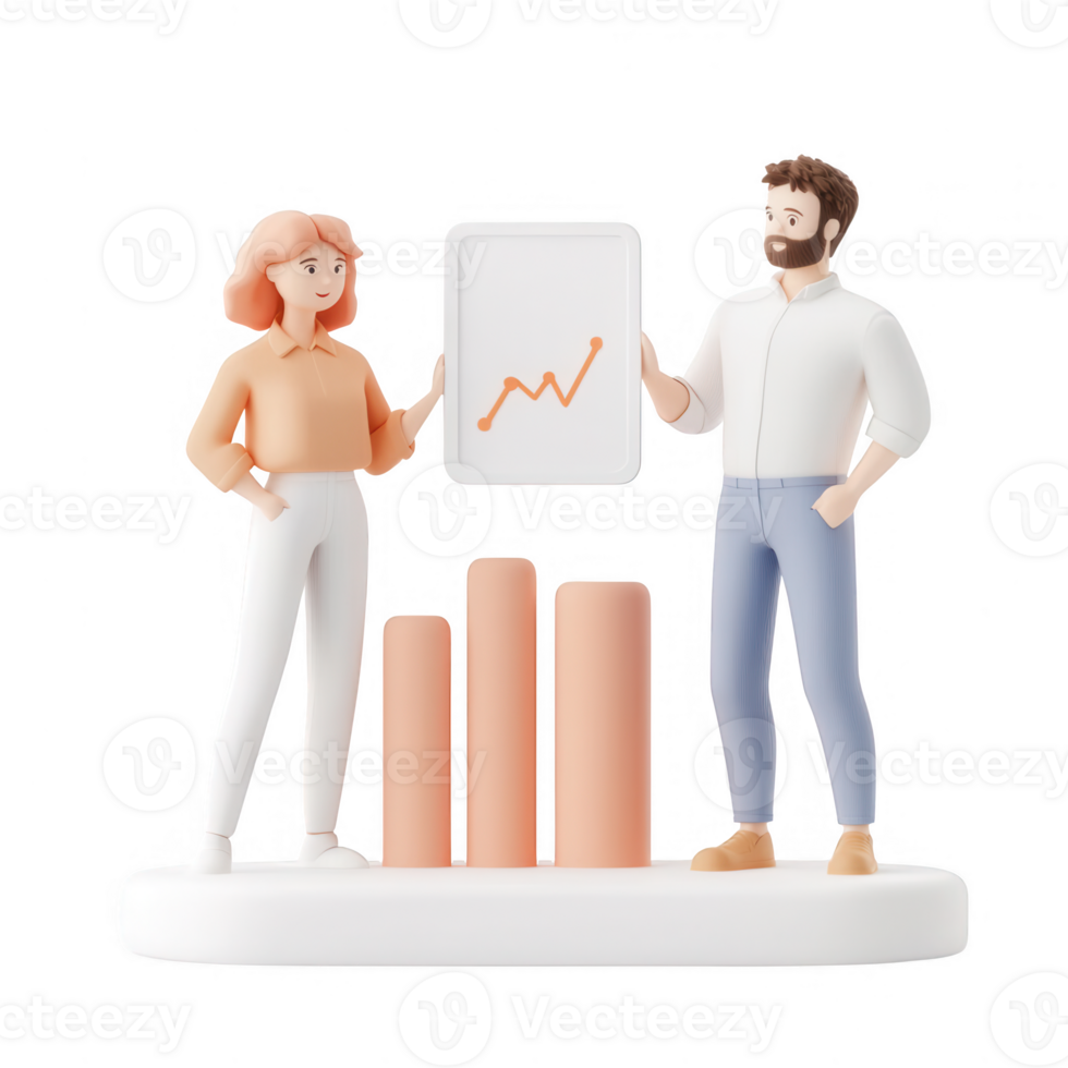 Two people analyzing growth data with graphs in a modern business setting. png