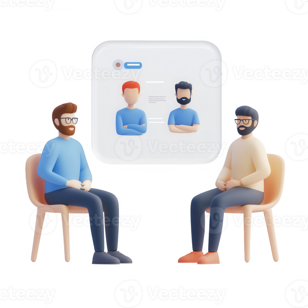 Two professionals discussing strategies in a modern workspace environment. png