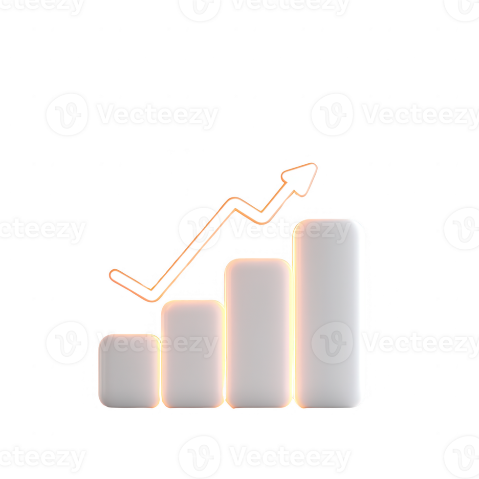 A modern graphic representation of growth with increasing bars and an upward arrow. png