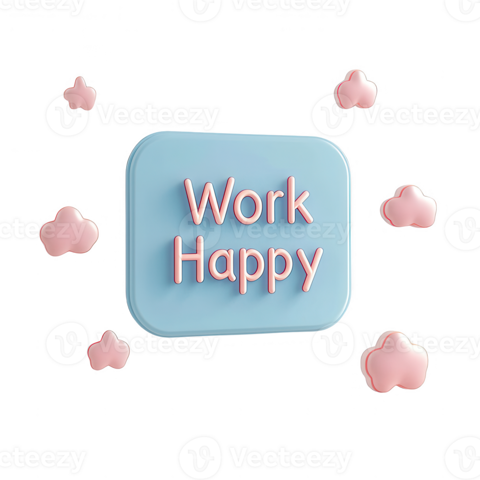 A cheerful design featuring the phrase 'Work Happy' in a playful style. png