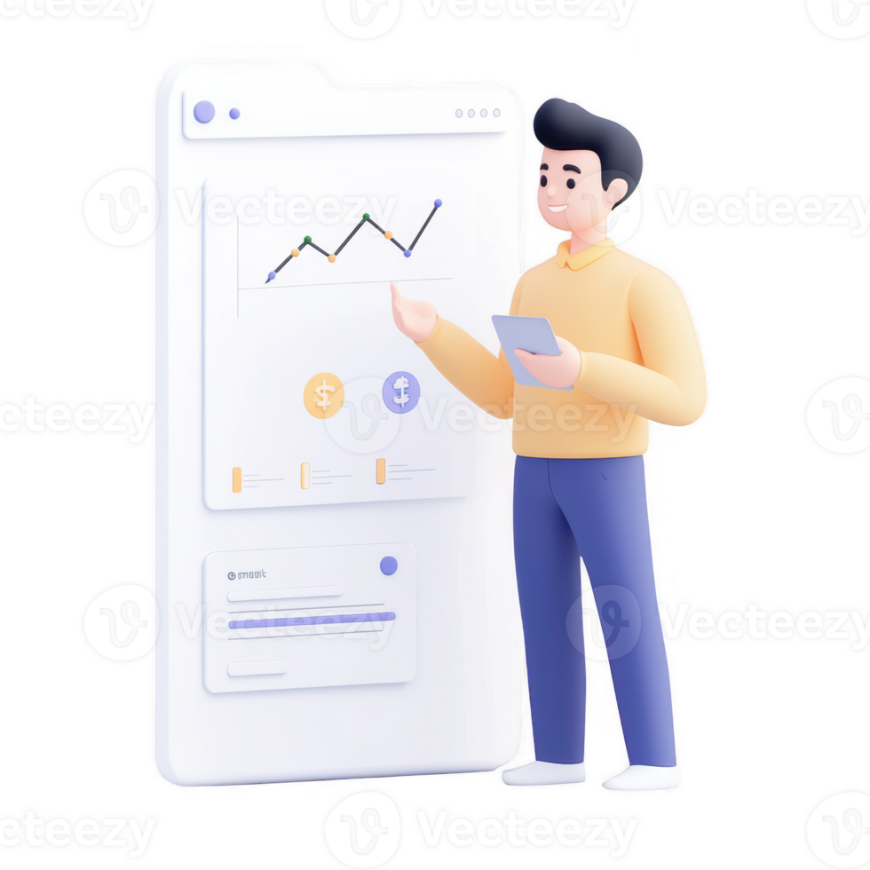 A person analyzing charts and graphs on a smartphone for business insights. png