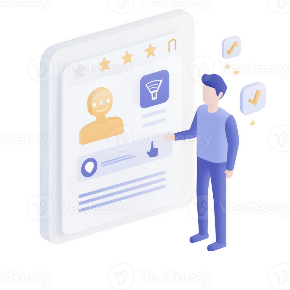 A person interacting with a digital profile on a modern device interface. png