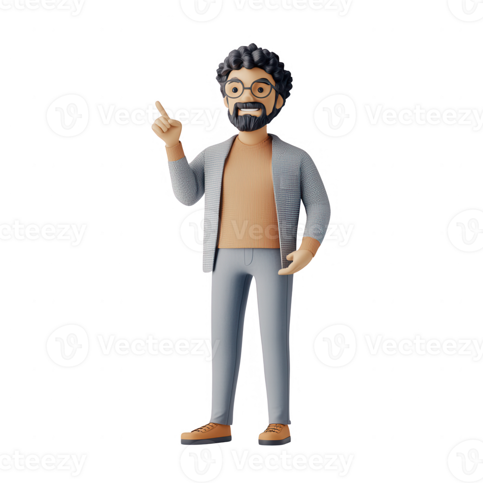 A businessman presenting an idea with enthusiasm and confidence in a modern style. png