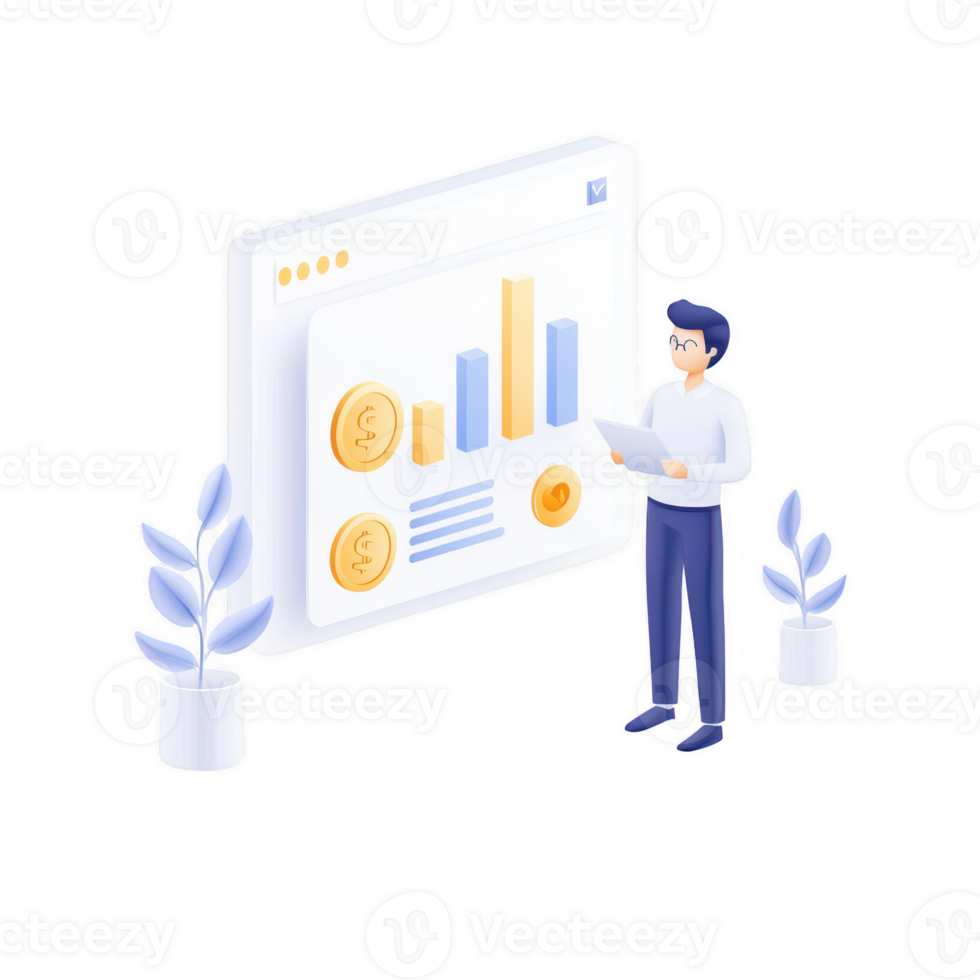 A person analyzing data trends on a digital screen with financial graphics. png