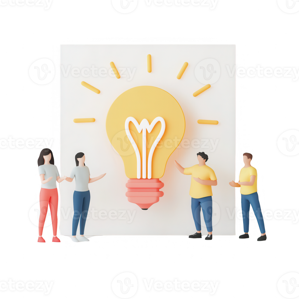 Creative teamwork with a lightbulb symbolizing bright ideas and innovation. png