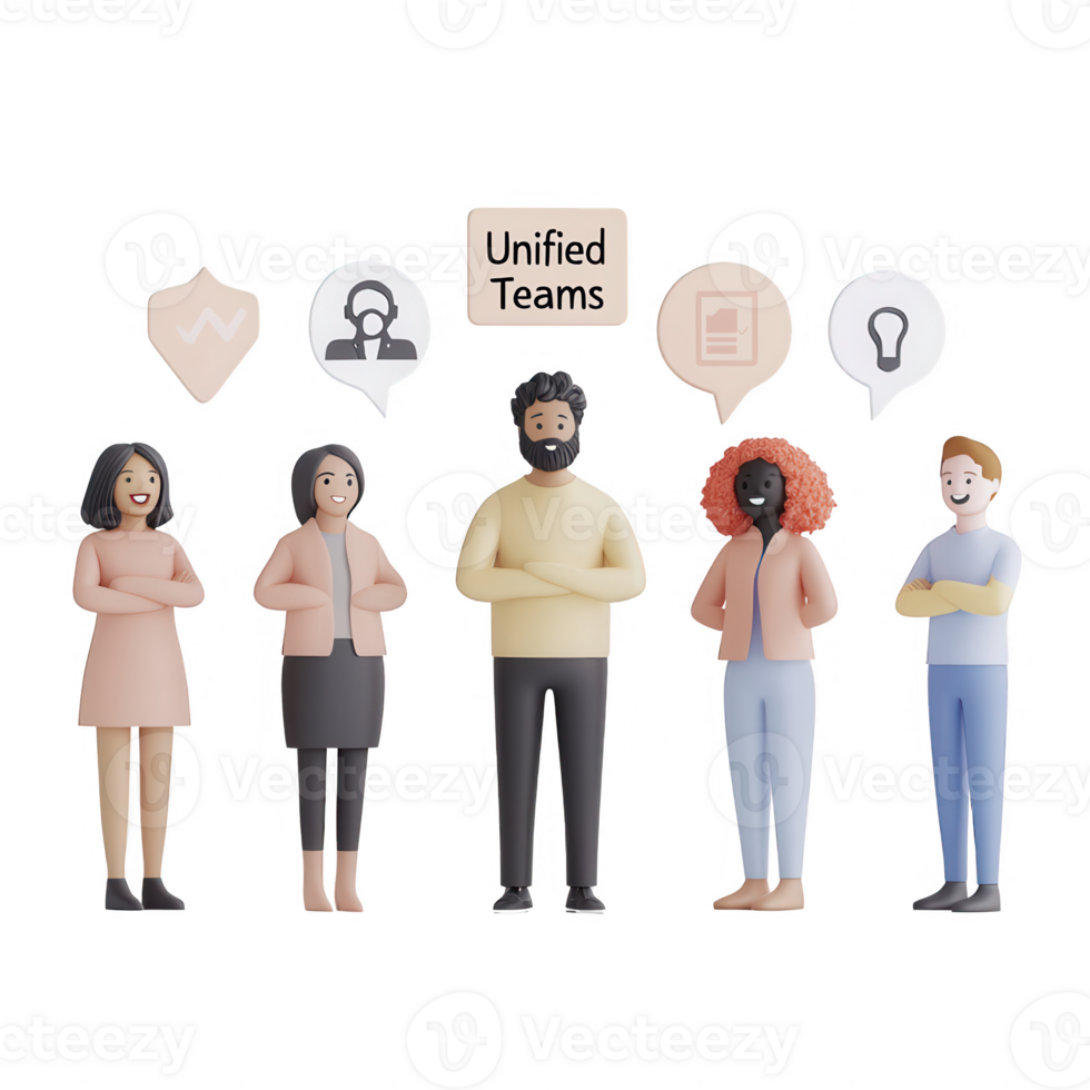 Diverse team collaboration symbolizing unified teams in a modern workplace. png