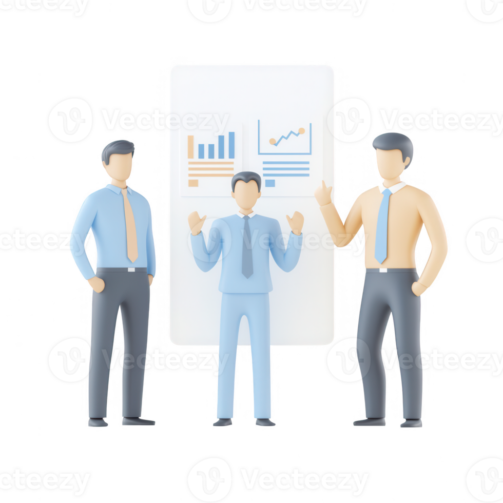 Three people discussing business goals with charts and graphs in the background. png