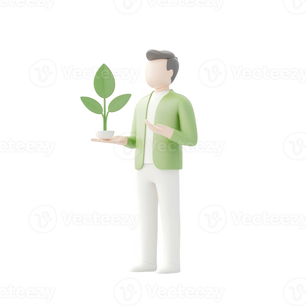 A person holding a plant, symbolizing eco-friendliness and sustainability. png