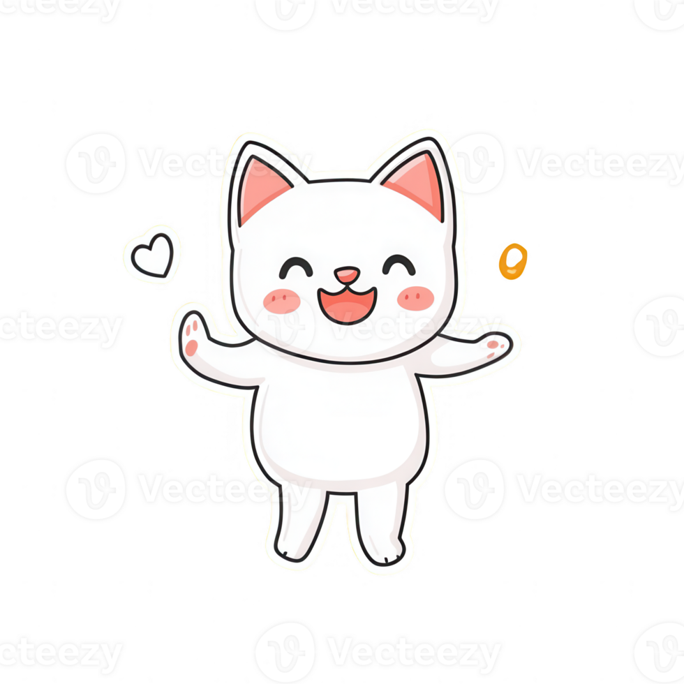 Cute cartoon cat character with a joyful expression and playful demeanor. png
