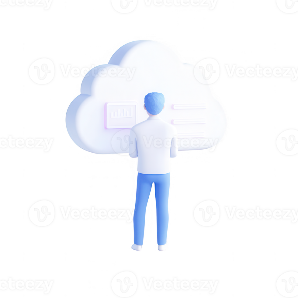 A person interacting with a cloud storage concept in a modern digital environment. png
