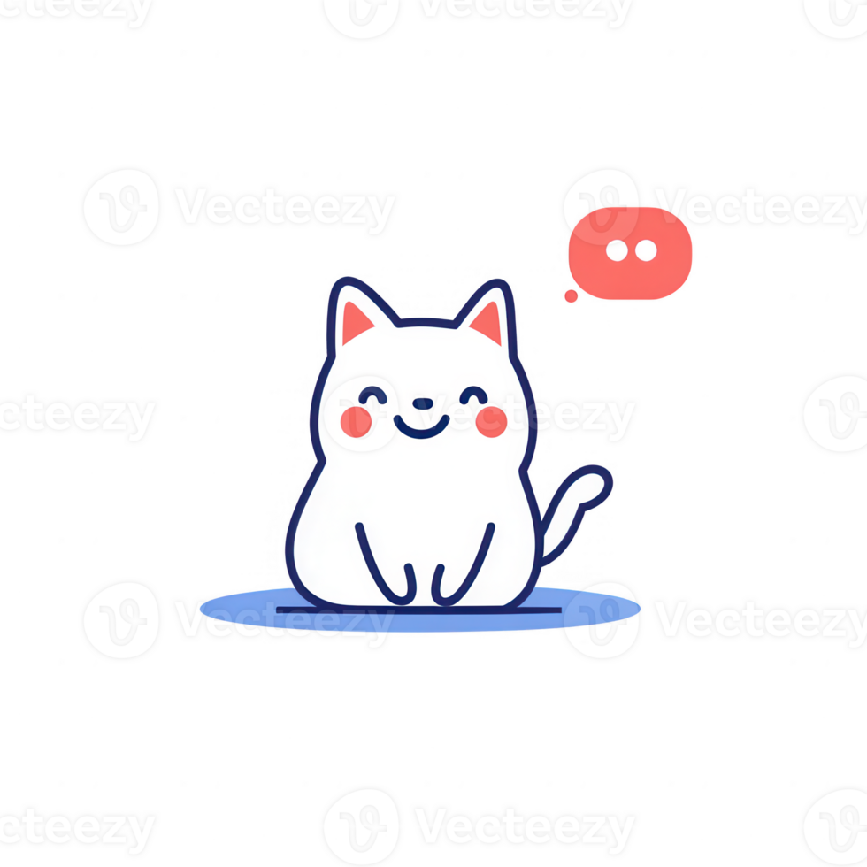 Cute cartoon cat with a cheerful expression and speech bubble, ideal for pet lovers. png
