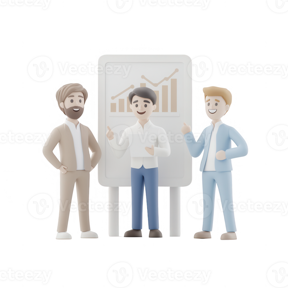 Three professionals discussing growth strategies in a modern office setting. png