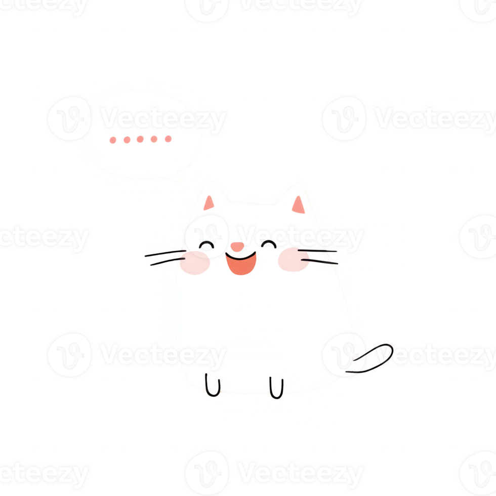 A cute cartoon cat with a cheerful expression and a speech bubble. png