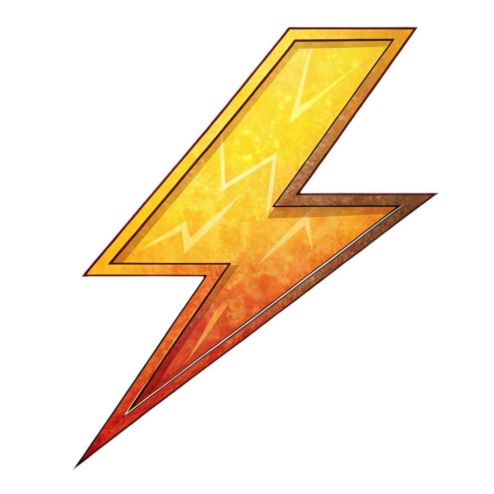 Stylized lightning bolt symbol in vibrant yellow and orange colors, representing energy and power png