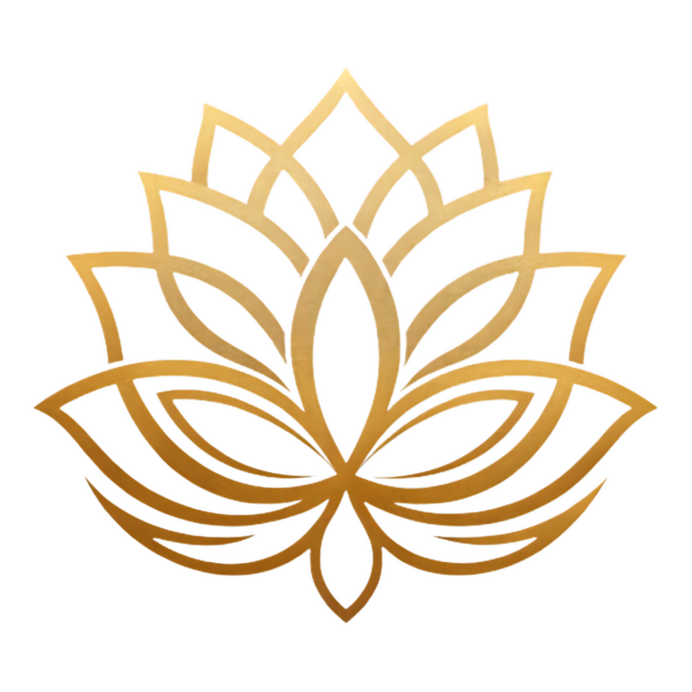 golden lotus flower symbol designed in elegant style, representing purity and beauty. This intricate design showcases multiple layers of petals, creating stunning visual impact png