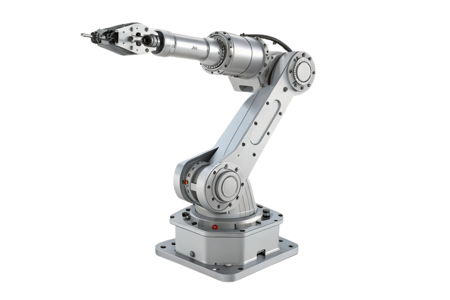 metallic robotic arm in 3D, showcasing intricate design and functionality. This advanced robotic technology is ideal for industrial applications and automation png
