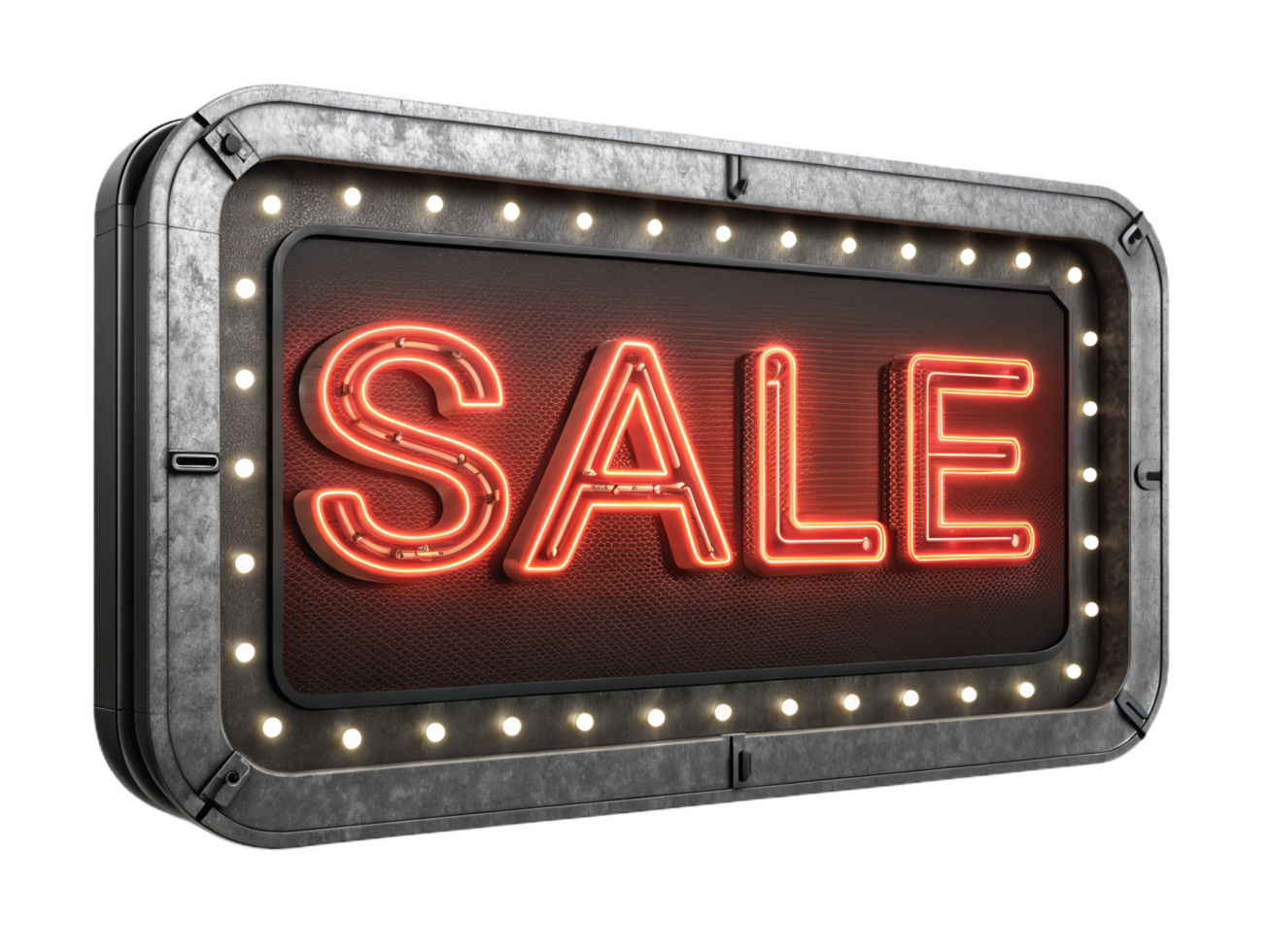 Bright neon SALE sign with glowing lights, perfect for promotions and advertising. vintage style adds nostalgic touch to any storefront or event png