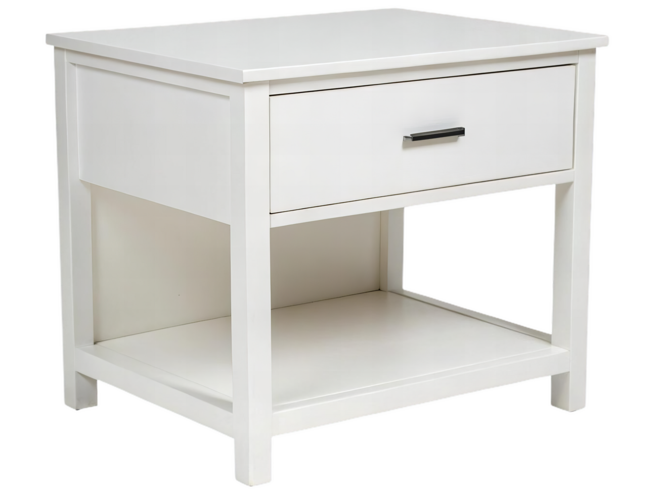 modern bedside table with single drawer and open shelf, perfect for organizing essentials and enhancing bedroom decor. Its sleek design complements various styles png
