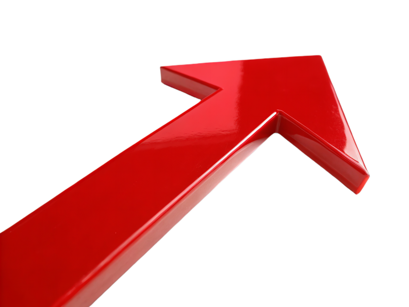 bright red arrow with 3D effect, symbolizing direction and progress, stands out prominently against clean background. Its glossy finish adds modern touch png