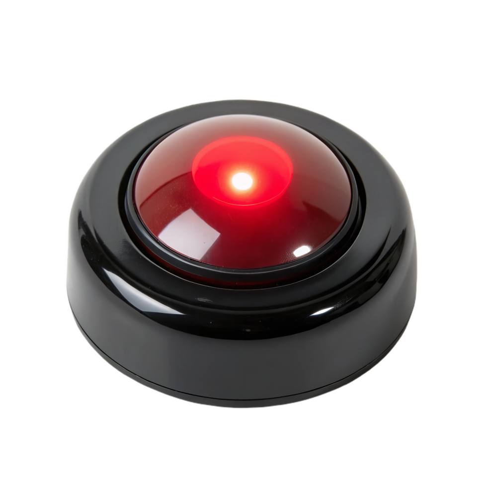 glossy black button icon featuring glowing red light, perfect for signaling or alerting. This design adds modern touch to any interface or device png