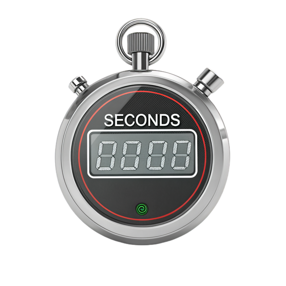 sleek digital stopwatch displaying time in seconds, perfect for timing events and workouts. Its modern design and clear display make it easy to read and use png