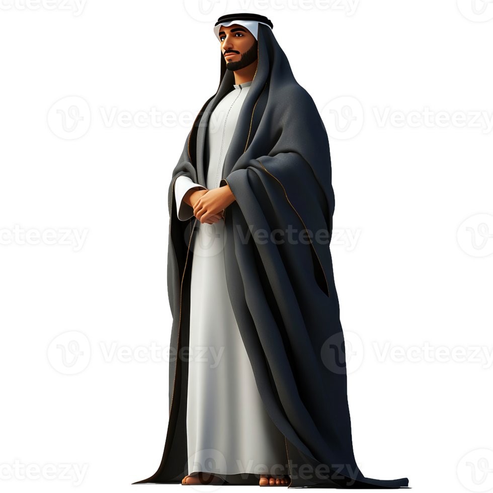 3D render of a man in traditional Emirati attire. png