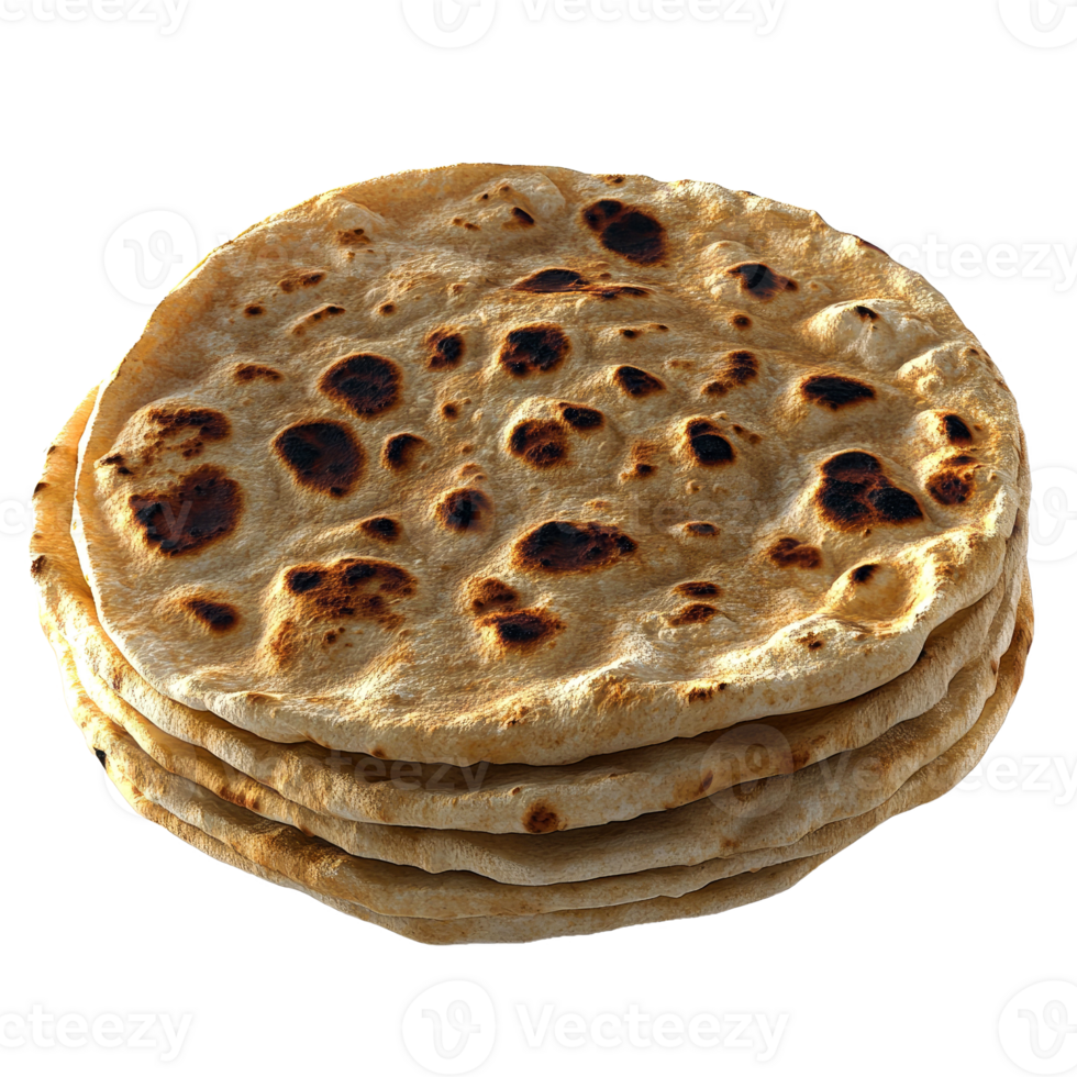 Stack of golden brown flatbreads. png
