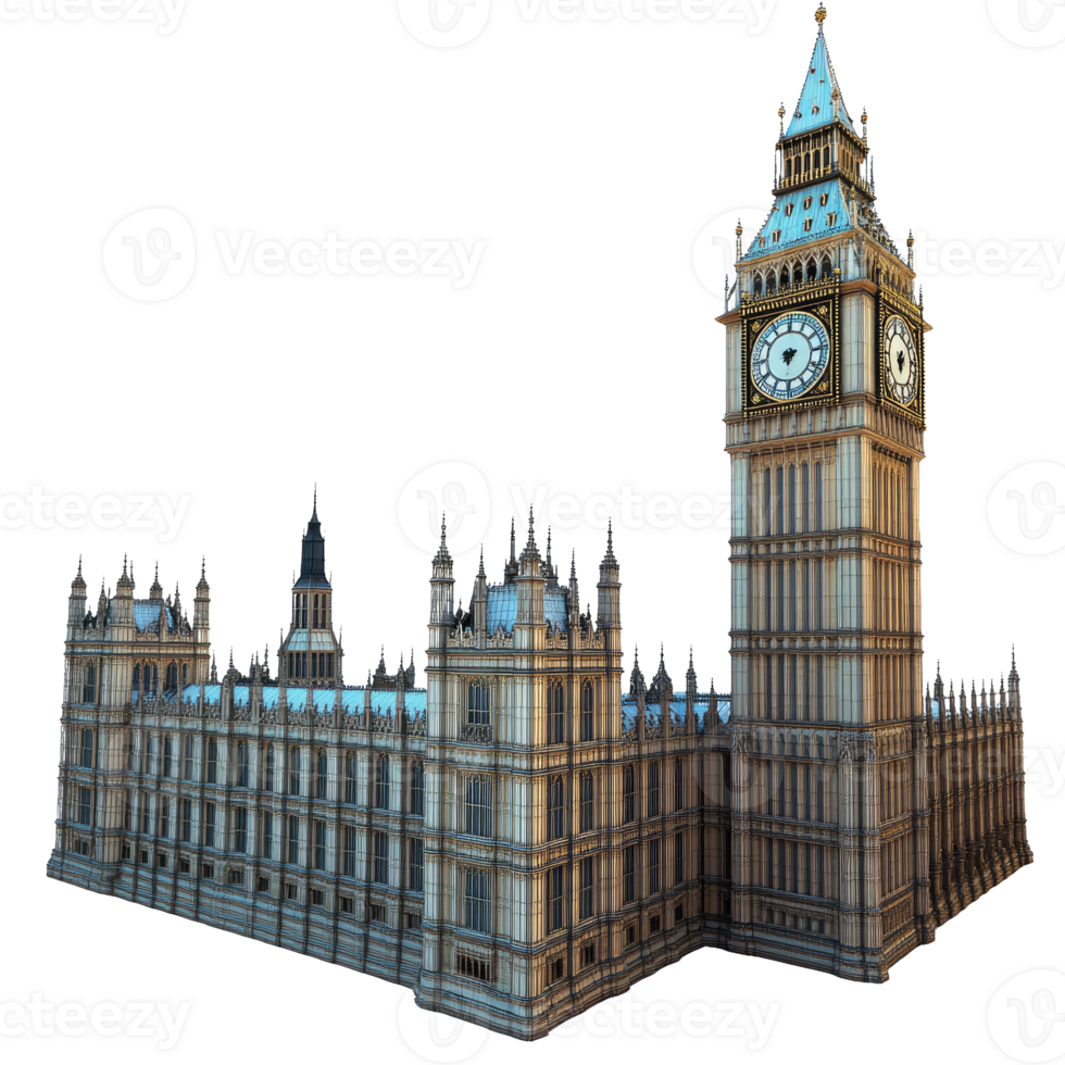 3D model of the Houses of Parliament and Big Ben in London. png