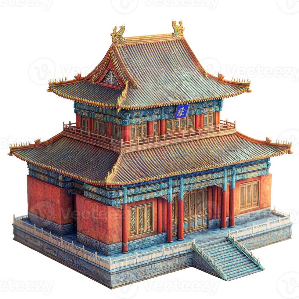 Ancient Chinese two-story palace. png