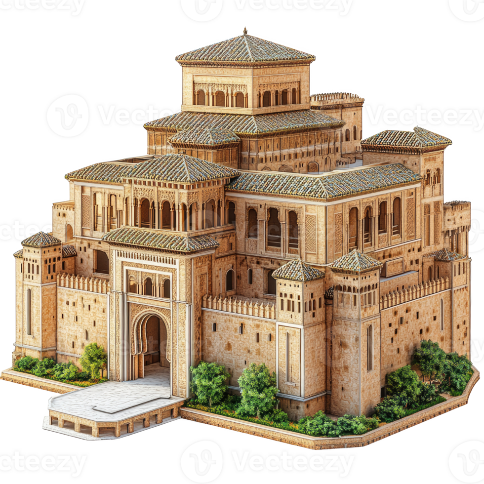 Architectural model of a grand palace. png