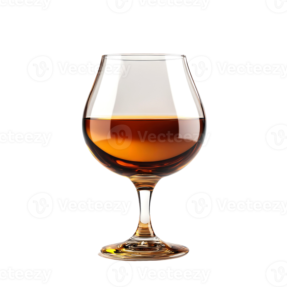 Amber liquid in a brandy glass. png