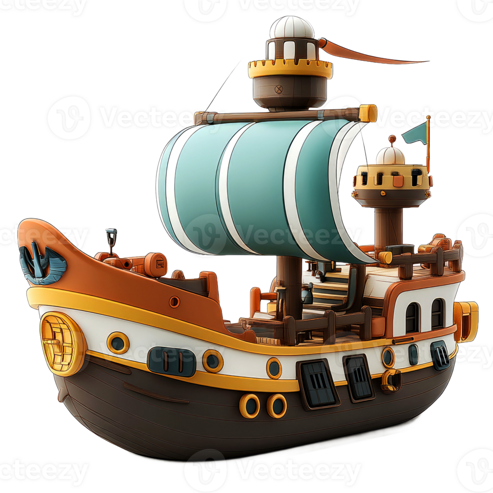 Cartoon sailing ship model toy. png