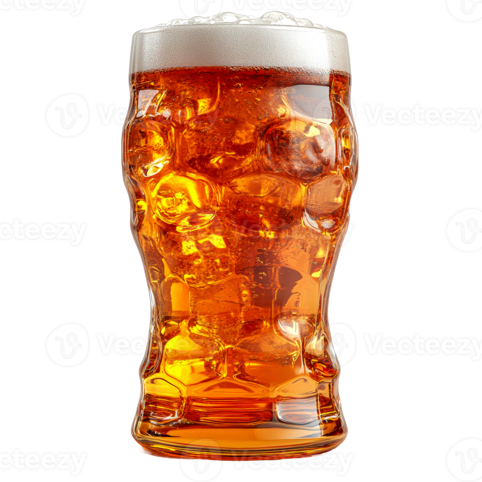 Cold amber beer in a glass. png
