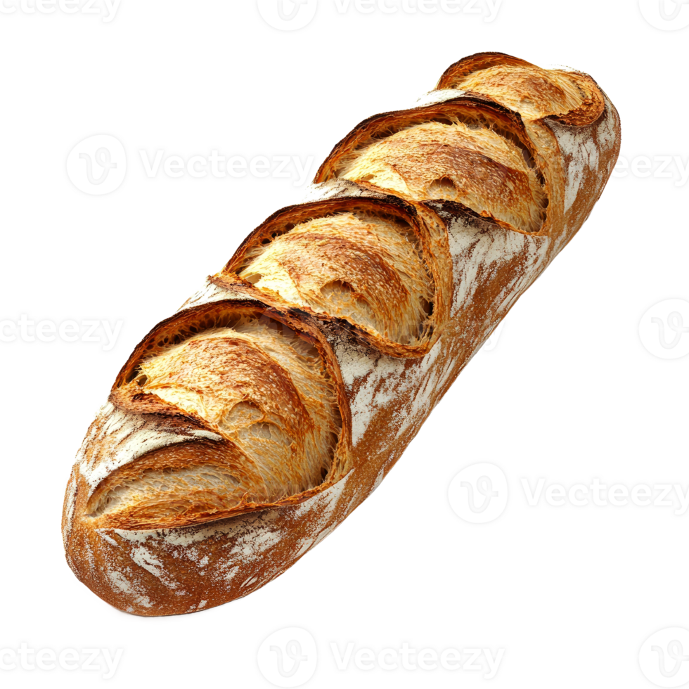 Crusty sourdough baguette, artisan bread. png