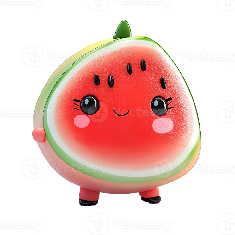 Cute cartoon watermelon character. png