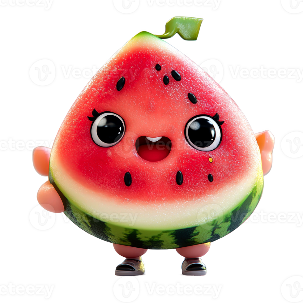 Cute cartoon smile of watermelon character png