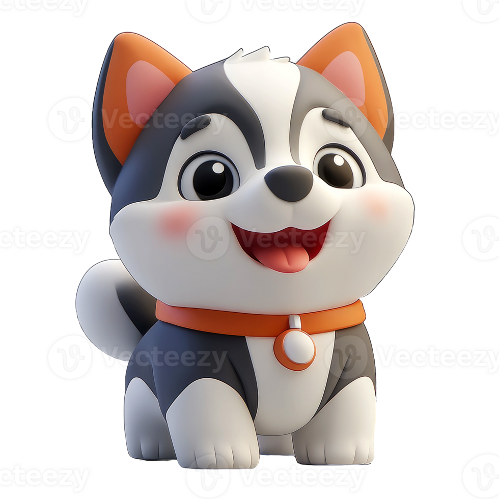 Adorable cartoon husky puppy. png