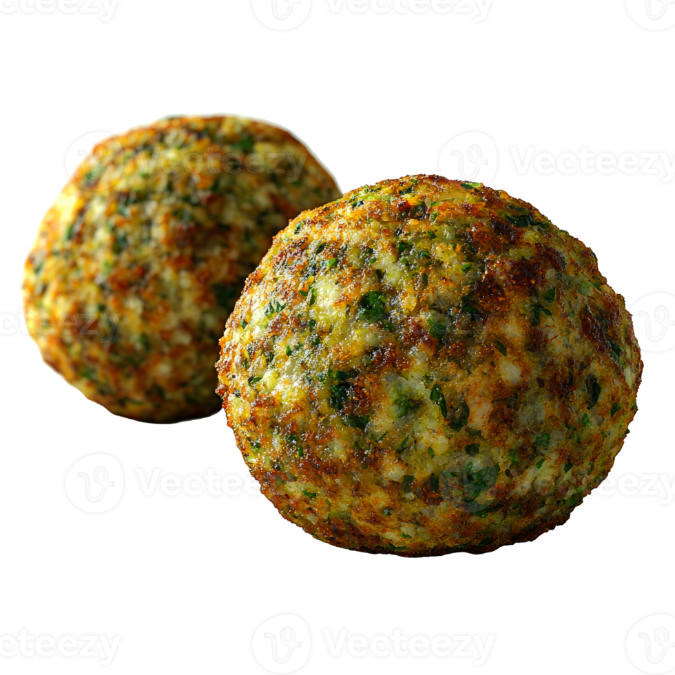 Two golden-brown herb-infused food balls. png