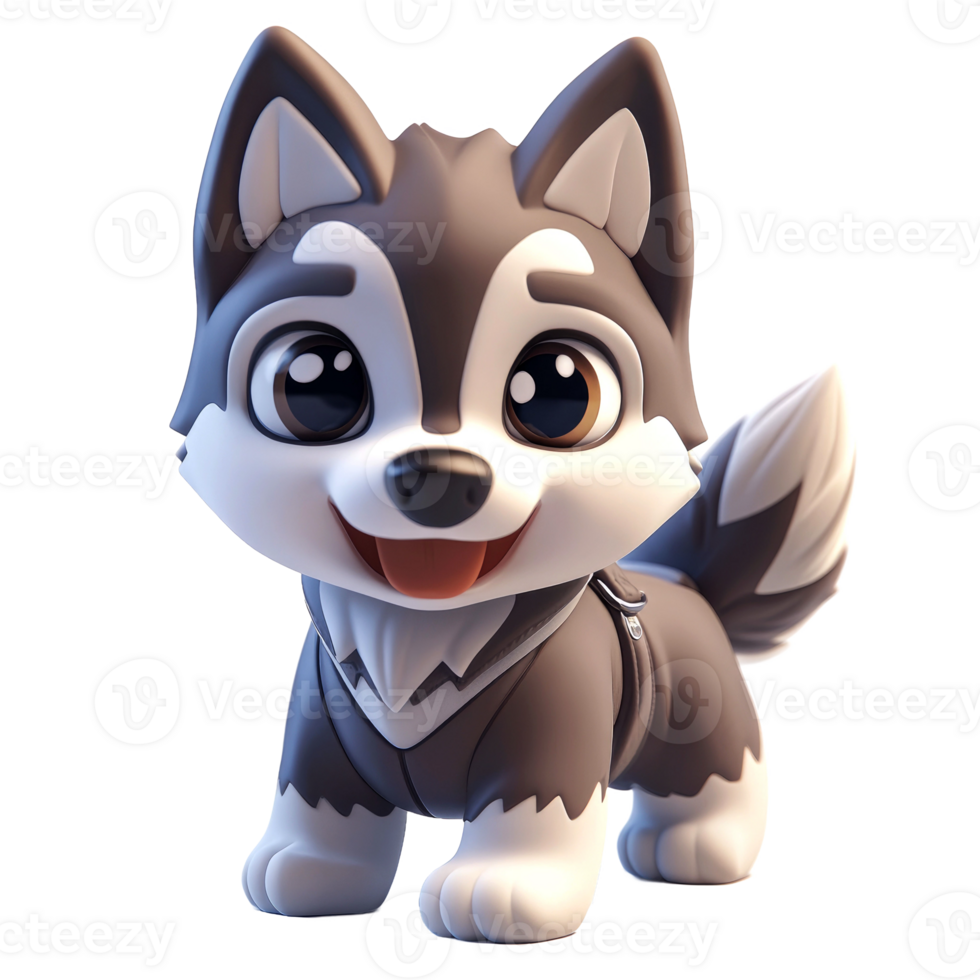 Adorable cartoon husky puppy. png