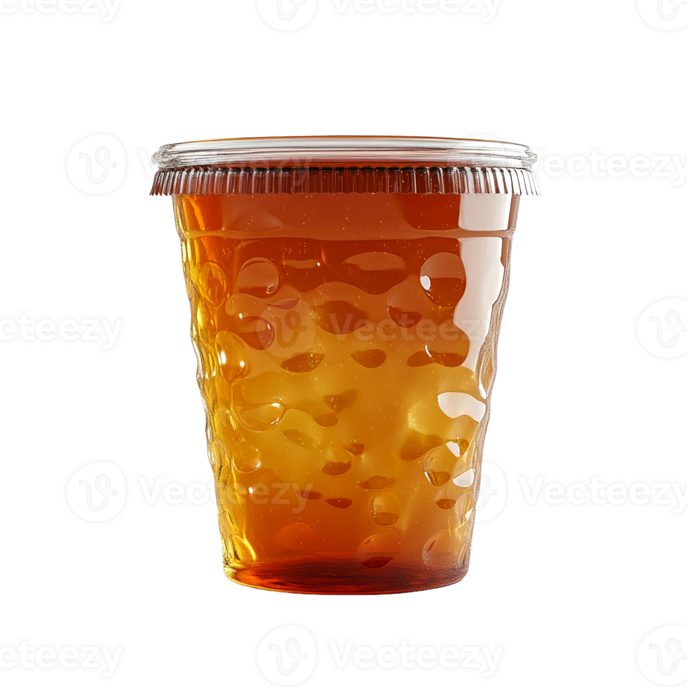 Iced tea in a plastic cup with ice. png