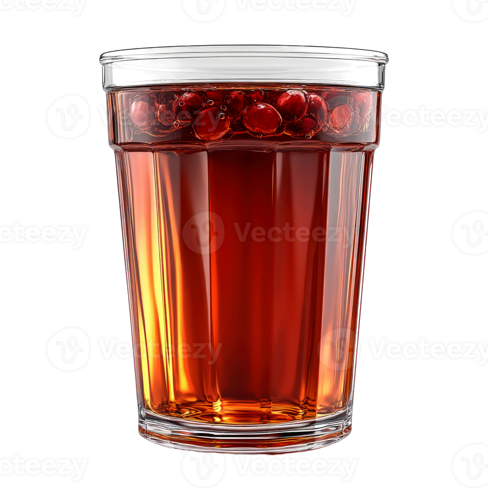 Red fruit tea in a glass. png