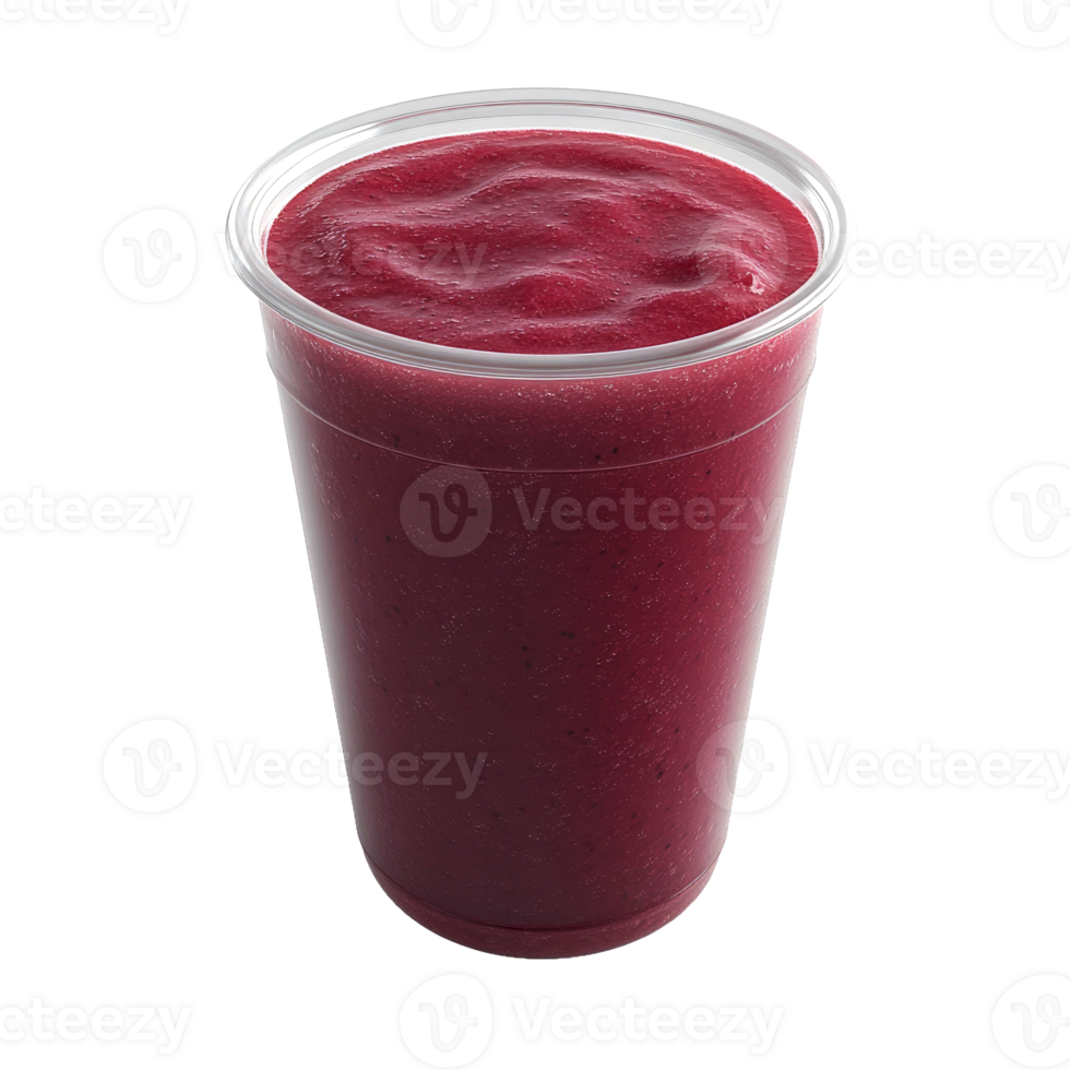 Refreshing berry smoothie in a clear plastic cup. png