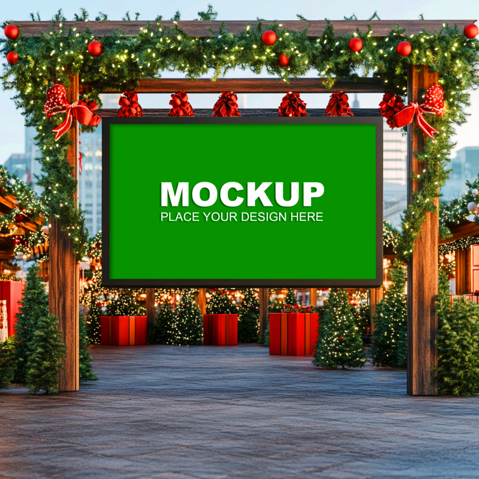 Green screen with christmas decorations in the background psd