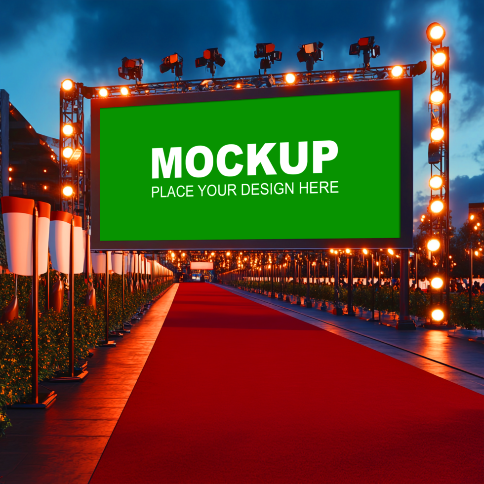 Red carpet mockup with green screen psd