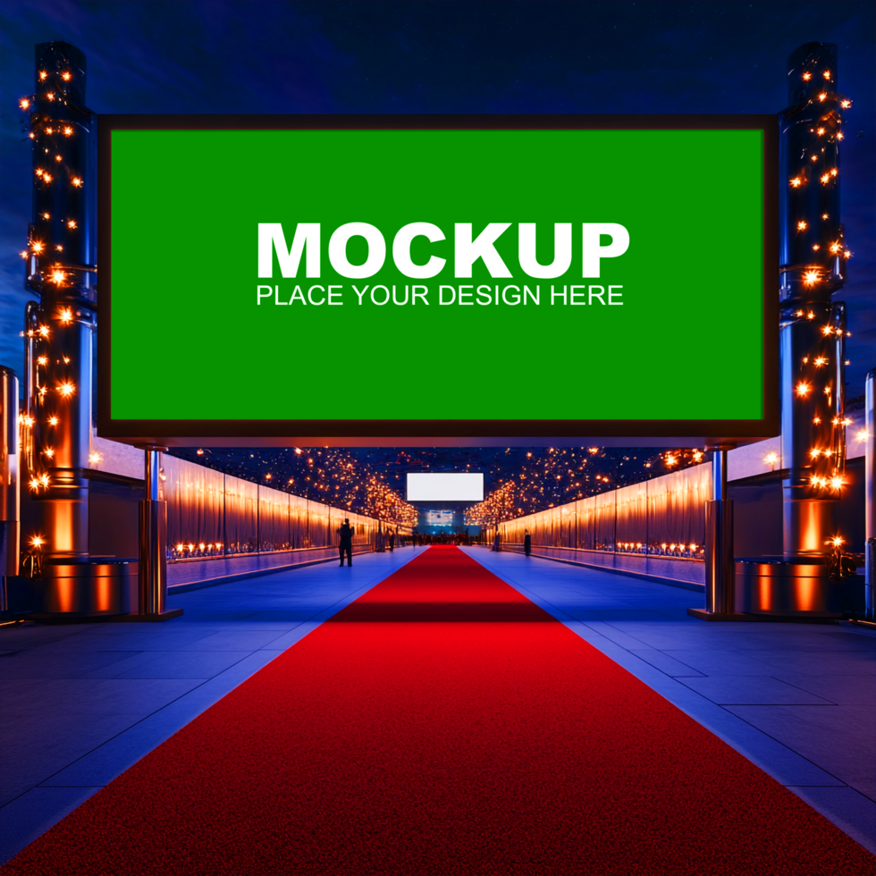 Mockup of a movie theater with red carpet psd