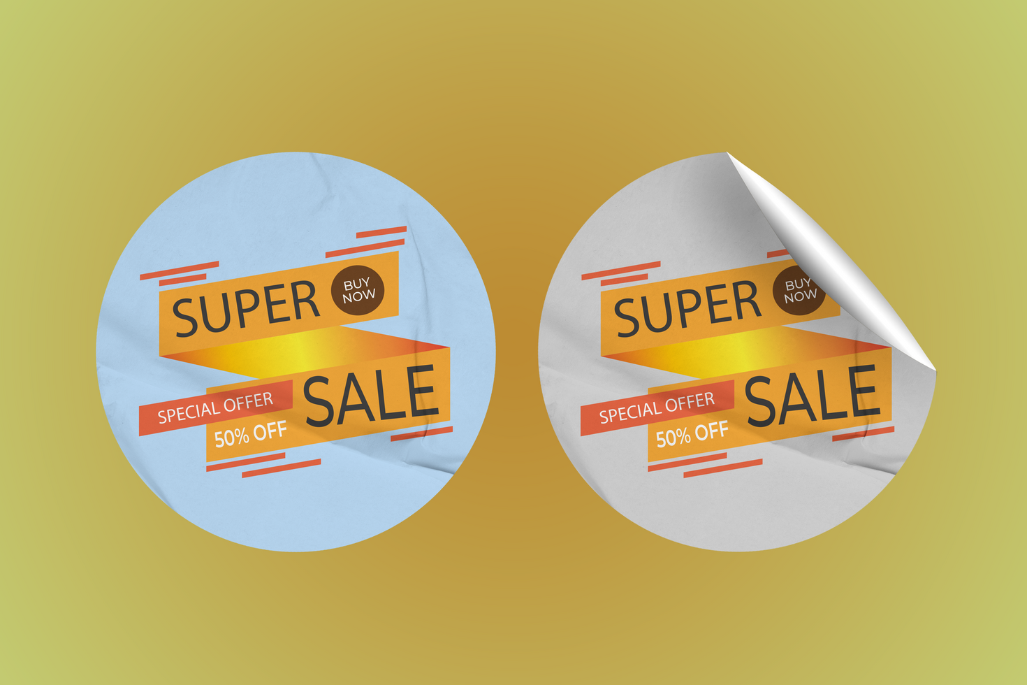 Realistic Glued Sticker Mockup Design Template Promotional Label Tag Mockup psd