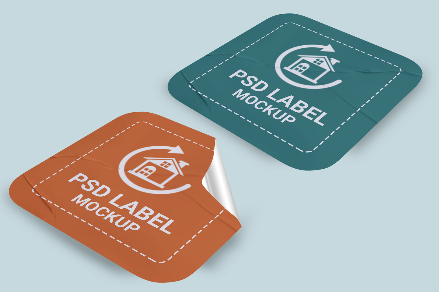 Square Two Sticker Mockup Design Template Promotional Label Tag Mockup psd