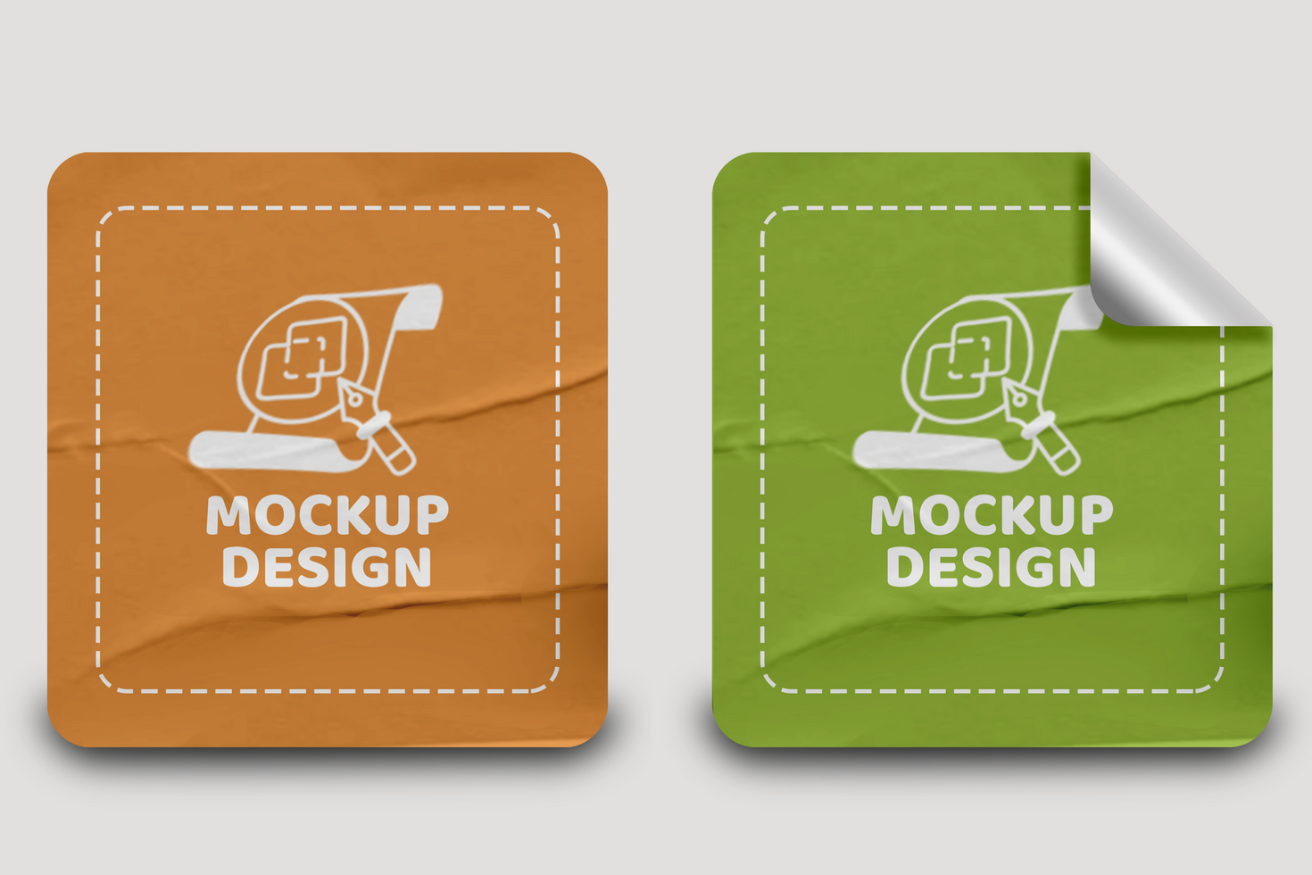 Realistic Square Sticker Mockup Design Template Promotional Label Tag Mockup psd